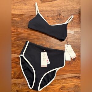 CALIA NWT Strappy Open Back Top & High Waisted Bottom Bikini Set Size XS S